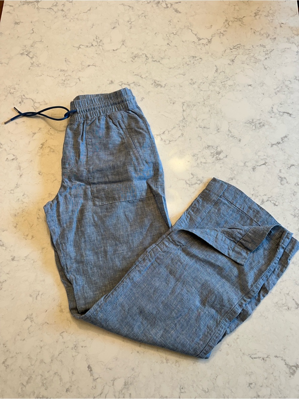 Athleta Women's Blue Drawstring Linen Pants